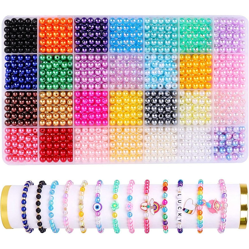 Jewelry Making Kit For Kids - 1680PCS Pearl Beads Kit 28 Colors