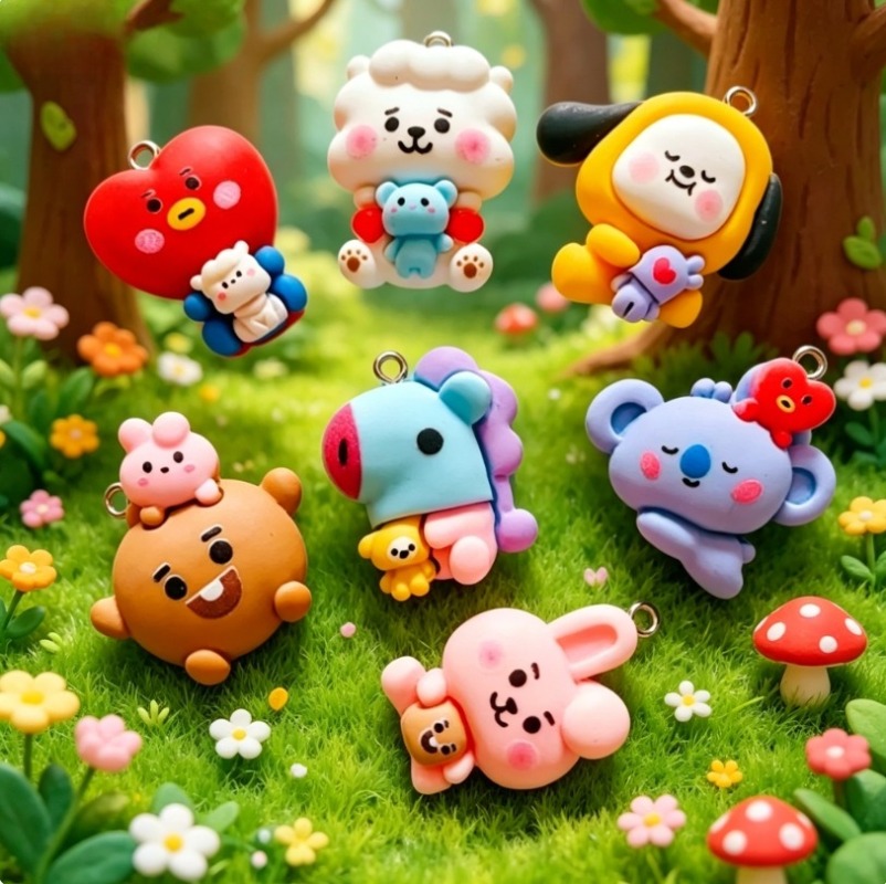 7pcs BT21 Resin Cartoon Charm  - Jewelry Making review and price
