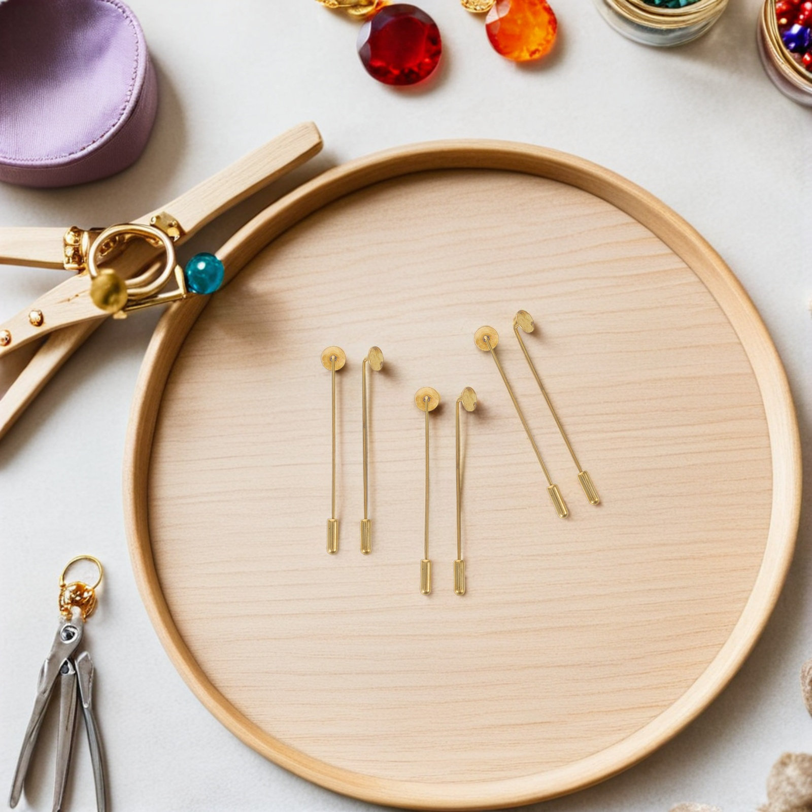 50Sets Copper Flat Round Tray  - Jewelry Making Head Pins review and price