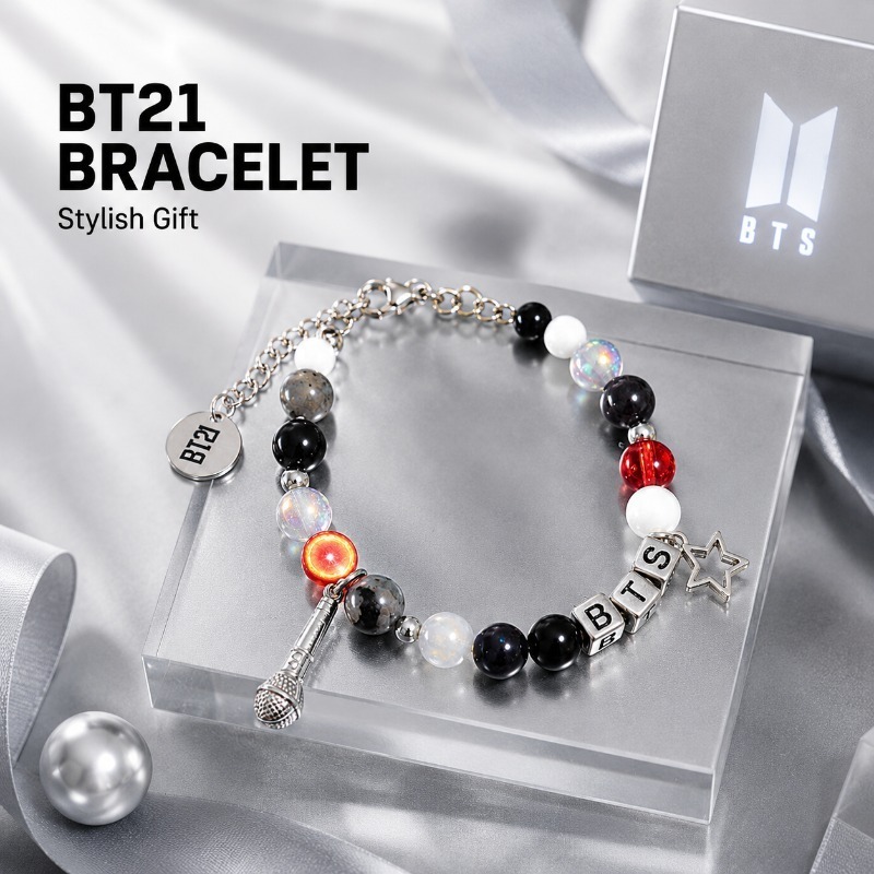 BT21 Black Red Beaded Bracelet - Jewelry Making review and price